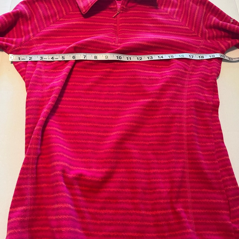 Columbia Womens Size Large Pink Orange Stripe Quarter Zip Fleece Pullover Jacket - Picture 7 of 10